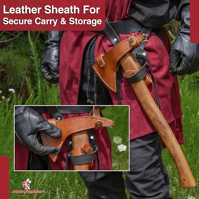 Armory Replicas™ Fireman Hatchet Pickaxe Tool - Hand Forged Carbon Steel Functional Camping Demolition Outdoor Axe