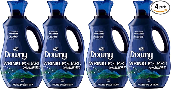 Downy WrinkleGuard Liquid Fabric Softener and Conditioner,Fresh,48 fl oz 48 Loads,(Pack of 4)