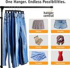 Hanger Central 12 Pack Pants Hangers – 12 Inch Slim Plastic Clothes Hangers with Clips for Skirts, Pants, Shorts – Space Saving Heavy Duty Closet Organizer with Non Slip Grip & Swivel Hook – Black