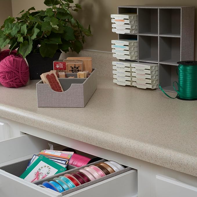 Household Essentials Grey 725-1 Deep Drawer Organizer Box for Storage | 12 in x 4 in x 3.13, Silver