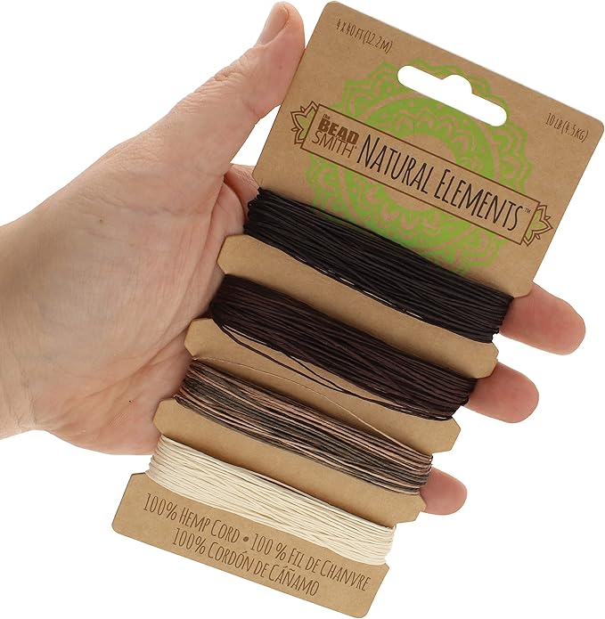 The Beadsmith 100% Hemp Cord – Neutral Colors – .55mm, 40 Foot Spool, 10LB Test Strength – Twine for Jewelry Making, Macrame, Paper Crafts, Gardening, Scrapbooking, Home Décor, DIY String Art & More