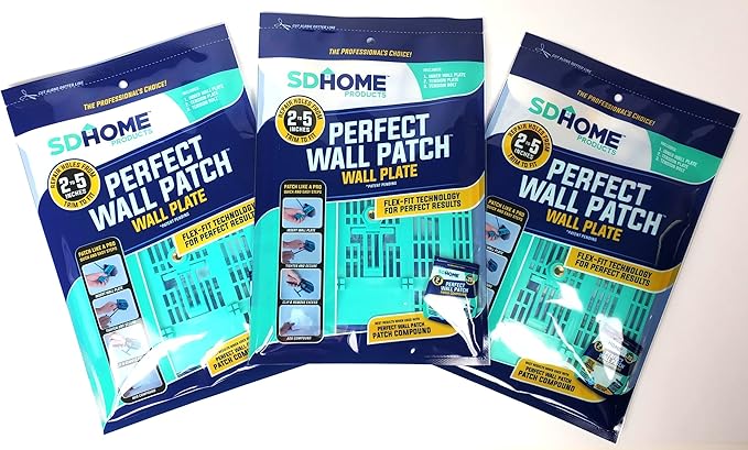 Wall Patch Repair Plate by SD Home, 3-Pack Drywall Backing Plates, 2-5” Hole Repair Patch, Easy & Quick DIY Patching