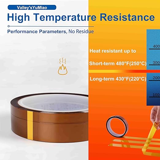 Valley'sYuMiao 24Rolls,10mm×108fts, Heat Tape for Sublimation, Heat Resistant Tape, Heat Transfer Tape, No Residue, Thermal, Total Length 2596fts