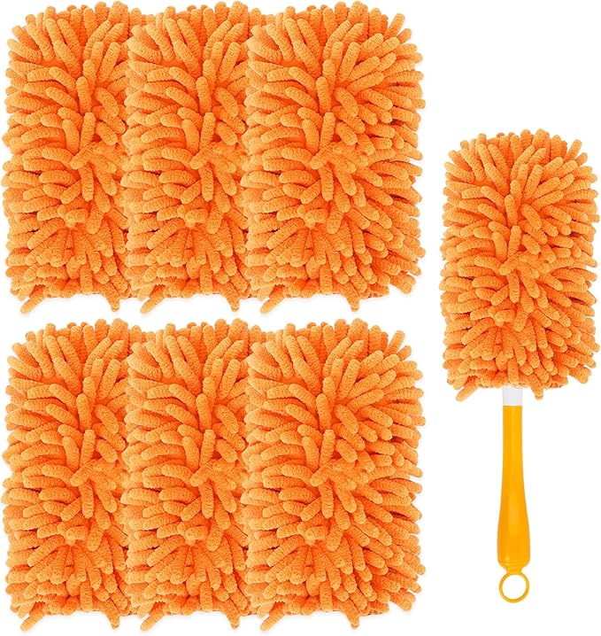 KEEPOW 6 Pack Reusable Duster Refill Compatible with Swiffer Duster, 360° Heavy Duty Duster Refills, Washable Microfiber Duster for Cleaning