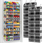 2 Pack Over The Door Organizer 6 Tiers, Extra Large Behind Door Storage of 12 Compartments, 80 lbs Weight Capacity Hanging Storage Organizer with Clear Window Kids Toys,Shoes (6 Tiers - Grey)