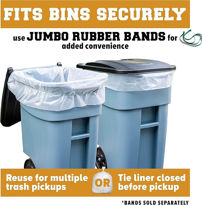 Plasticplace 65 gallon Trash Bags │ 1.5 Mil │ Clear Heavy Duty Garbage Can Liners │ 50” x 48” (50Count)