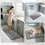 Yimobra Long Bath Mat 44"x24", Super Soft Quick Dry Memory Foam Bathroom Rug, Water Absorbent, Non Slip Backing Machine Washable for Tub Shower, Thick Comfort Support, Gray