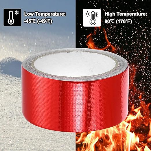 PATIKIL Awning Repair Tape 8m x 5cm Waterproof Canvas Tape High Adhesive Tear Repair Patch Kit for PVC Tarpaulin Tent Awning Fabric RV Sail Boat Cover, Red (2" x26.24ft)
