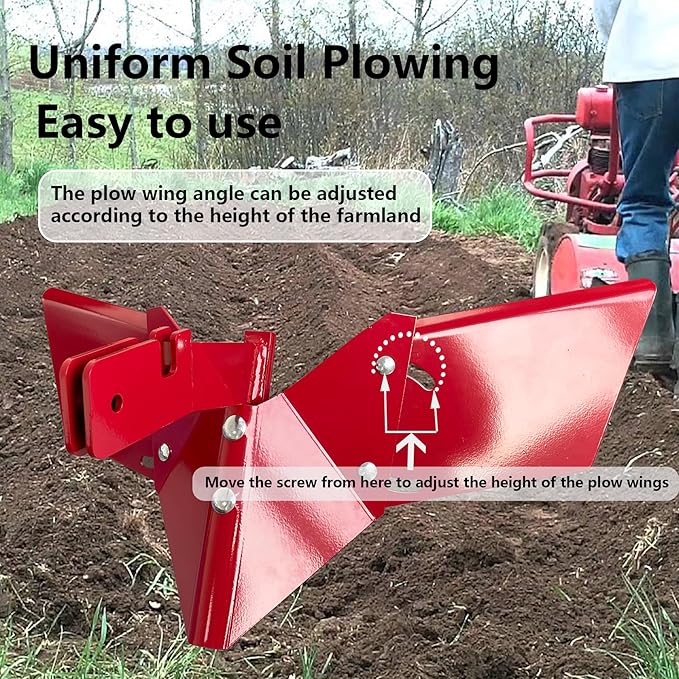 15683 Hiller-Furrower Rear Tine Tillers Kit for Large and Small Land Reclamation,Adjustable Plow Wing,with Adapter,Easy to Install,Including Installation Accessories