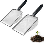2 PCS 2-in-1 Gardening Soil Sifter Set with 2/2.8mm Mesh, Garden Sieve & Shovel Sifter Screen Potting Scoop for Sand, Dirt, Rock Compost, Stainless Steel & Ergonomic Handle