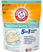 Arm & Hammer Sensitive Scent 5-in-1 Laundry Detergent Power Paks, 40 count
