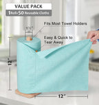 UPSTAR Microfiber Cleaning Cloth, Reusable Paper Towels Rolls, Cleaning Rags for Kitchen, Bathroom, Car, 12x12 inch, 50 Packs/Roll, Blue