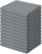 Homaxy 100% Cotton Waffle Weave Kitchen Dish Cloths, Ultra Soft Absorbent Quick Drying Dish Towels, 12 x 12 Inches, 12-Pack, Grey