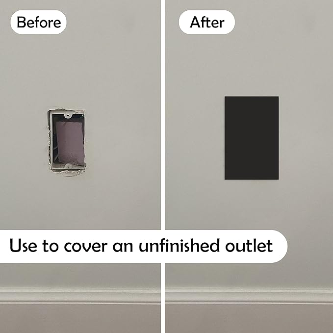 Rubber Bond Self-Adhesive Rubber Wall Outlet Cover Plate 5 Pack - Easy to Apply Peel & Stick Drywall Hole Patch - 5x3 Inch Screwless Blank Wall Plate Cover - Premium Rubber Wall Hole Cover (Black)