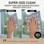 Nordhus Design Large Swedish Dishcloths, 5 Grey Cloths, Made in Sweden - 9.5 x 8 inch Reusable, Washable Cellulose Cotton Kitchen Cloths - Replace Paper Towels, Wipes, Sponges, Dish Rags