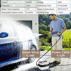 Portable Steam Cleaner, 2500W Pressurized Handheld Steam Cleaner with 1.2L Water Tank, 6 Levels Steam Output, 15s Fast Heating Steamer for Cleaning Home Furniture, Bathroom, Car Detailing (White)