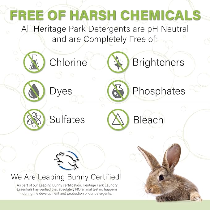 Heritage Park Luxury Laundry Detergent | Dermatologist Tested Plant based Natural & Enzyme Laundry Detergent | Sensitive Skin Friendly - Fragrance Free (64 fl oz)