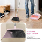 Broom with Dustpan Combo Set, 52-in Adjustable Handles Broom and Dustpan Set with Combo Teeth Easy to Scrape Off Pet Hair, Indoor&Outdoor Sweeping