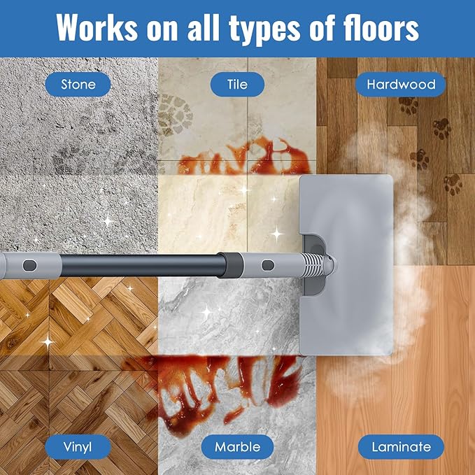 FEPPO Steam Mop & Handheld Steam Cleaner for Home and Floor Cleaning, 15s Heat-Up, 230°F Powerful Steamer with 10-in-1 Multi-Purpose Attachments for Floors, Hardwood,Tiles,Grout,Windows,Kitchen,Bath