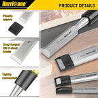 HURRICANE 4 Piece Wood Chisel Set for Woodworking. CR-V Steel Beveled Edge Blades with Safety Caps. Durable PVC High Impact Handle, for Precision Carving & DIY Projects (1/4", 1/2", 3/4", 1")