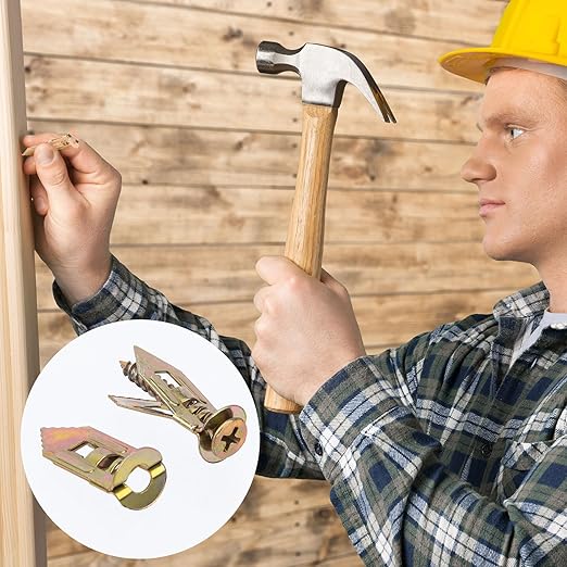 40 Sets Self-Drilling Drywall Anchors, Zinc Plated Steel Screws and Anchors Kit Heavy Duty, No Drill or Holes in Wall, for Garden Statues, Patio Furniture, TV, Shelf Straps, Cabinets - 4 Sizes