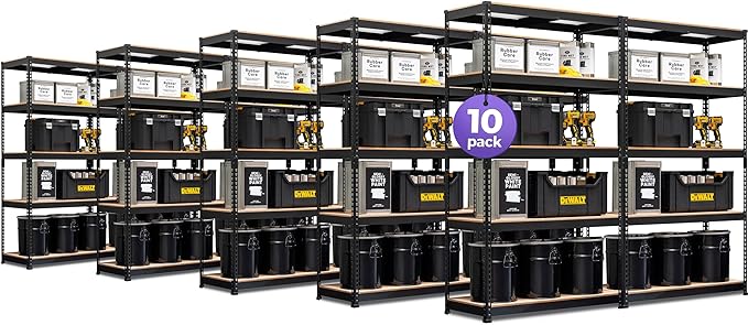 HOMEDANT 5-Tier Laminated Boltless Heavy Duty Metal Shelving Unit Adjustable Garage Storage Utility Rack Shelves Organization Shelf Warehouse Industrial 39.8" W x 18.2" D x 71.3" H 10Pack