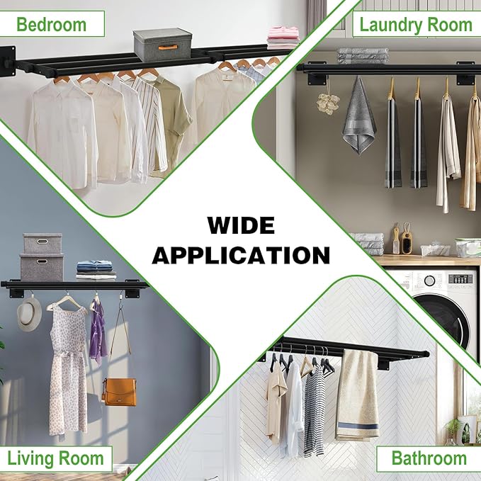 Closet Shelves Wall Mounted, 43 Inches Heavy Duty Closet Rod with Shelf Metal Utility Shelf for Wall, Closet, Laundry Room