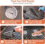 BBQ Grill Cleaning Brush, Stainless Steel Barbecue Brush with 18in Handle Wire Bristles Brush for Grill Cooking Grates