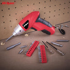 Hi-Spec Small Electric Screwdriver, Mini Drill Set, Rechargeable 3.6V Cordless Screwdriver with 26 Driver Bits, Power Tool for Small Projects & Home Use, Red