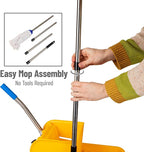 Mind Reader Mop and Bucket Set with Wringer, Mop Included, 5.5 Gallon Cleaning System with Wheels, Upward Press Wringer, Small Mop Compatible