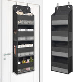 Over The Door Hanging Organizer with 4 Large Pockets – Closet, Bathroom, Nursery, Bedroom, Dorm Storage for Toys, Cosmetics, and Baby Essentials, Black