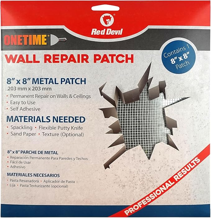 Red Devil 1218 8" x 8" ONETIME Wall Repair Patch, 1 Pack
