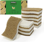 18 Pack Biodegradable Natural Kitchen Sponge - Compostable Cellulose and Coconut Walnut Scrubber Sponge - Eco Friendly Sustainable Sponges for Dishes