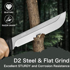 NedFoss 16" Survival Machete with Sheath, D2 Steel 0.22" Thick Full Tang Blade Machete Knife with Flat Grinding, Machete for Cutting Trees, for Yard Work, Clearing Brush with TPE Handle