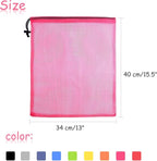 KUUQA 10 Pcs Mesh Drawstring Bag, Laundry Bag, Mesh Stuff Sack, Golf Ball Bag, Nylon Mesh Bag for Storage, Travel and Sports (Colorful, 13"x15.5")