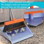 PHYEX 2-Pack Broom and Dustpan Set for Sweeping Indoor, Broom Dustpan with 48" Long Handle, Broom with Dustpan Combo Set(Purple)