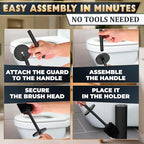 Black Toilet Brush and Holder Set - Scratch Resistant Black Toilet Bowl Brush and Holder with Soft Bristles Replaceable Head, Protection from Splashes, and Compact Design - for Effective Cleaning