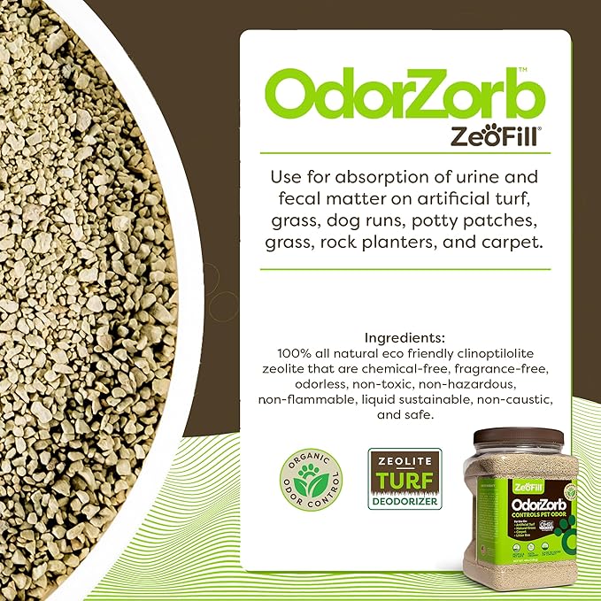 Zeofill Backyard Deodorizer – Eliminates Pet Urine Odors on Potty Patches, Artificial Turf, Grass, Lawns, Patios, Concrete & Playgrounds | Dog, Cat Litter Box Odor Eliminator & Freshener | 4 lbs.