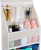 Univivi 5-Shelf Over Door Hanging Organizer Fabric Door Storage with 4 Large Pockets and 3 Small PVC Pockets Wall Mount Hanging Storage Organizers for Baby Nursery (Beige Pattern)