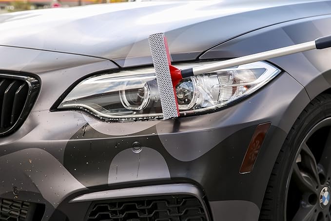 Squeegee for Window Cleaning with Long Handle, 2-in-1 Window Squeege for Home, Car Windshield, Mirror, Glass Cleaning with Extension Pole 18"-30"