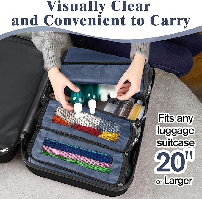 Suitcase Organizer, Carry on Closet Luggage Organizers Accessories for Travel, Foldable and Hangable Portable Hanging Travel Shelves with a Shoulder Strap to Use As a Travel Backpack Small, Gray