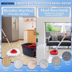 4 Pack Spin Mop Replacements Head Compatible with Oceda EasyWring 1-Tank System,Microfiber Spin Mop Refills Head,1 Mop Scrub Brush + 1 Mop Base + 4 Pack Cleaning Floor Mop Head（White)