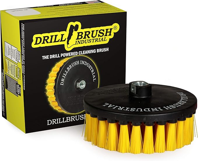 Bathroom Accessories - Cleaning Supplies - Boat Brush - Deck Scrub Brush – 7in - Medium Yellow Bristles - Variable Speed Polisher - 5/8 x 11 Threaded Hub - Tile - Shower Cleaner - Porcelain – Flooring