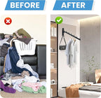 Clothing Racks for Hanging Clothes, Garment Racks Wall Mounted Clothes Bar-Hanger Holder Hooks Heavy Duty Folding Drying Rack Space Saving Clothing Hanging System Closet Storage Organizer