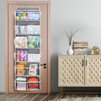 Univivi Over the Door Organizer, 6 Tiers Behind Door Storage with Clear Deep Pockets Hanging Organizer for Closet, Bedroom, Nursery, Bathroom and Sundries (Grey)