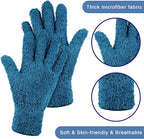 Patelai 3 Pairs Microfiber Plant Dusting Gloves Leaf Cleaning Gloves for Indoor Plants, Blinds, Furniture, House (Dark Blue,Gray,Khaki,Large)