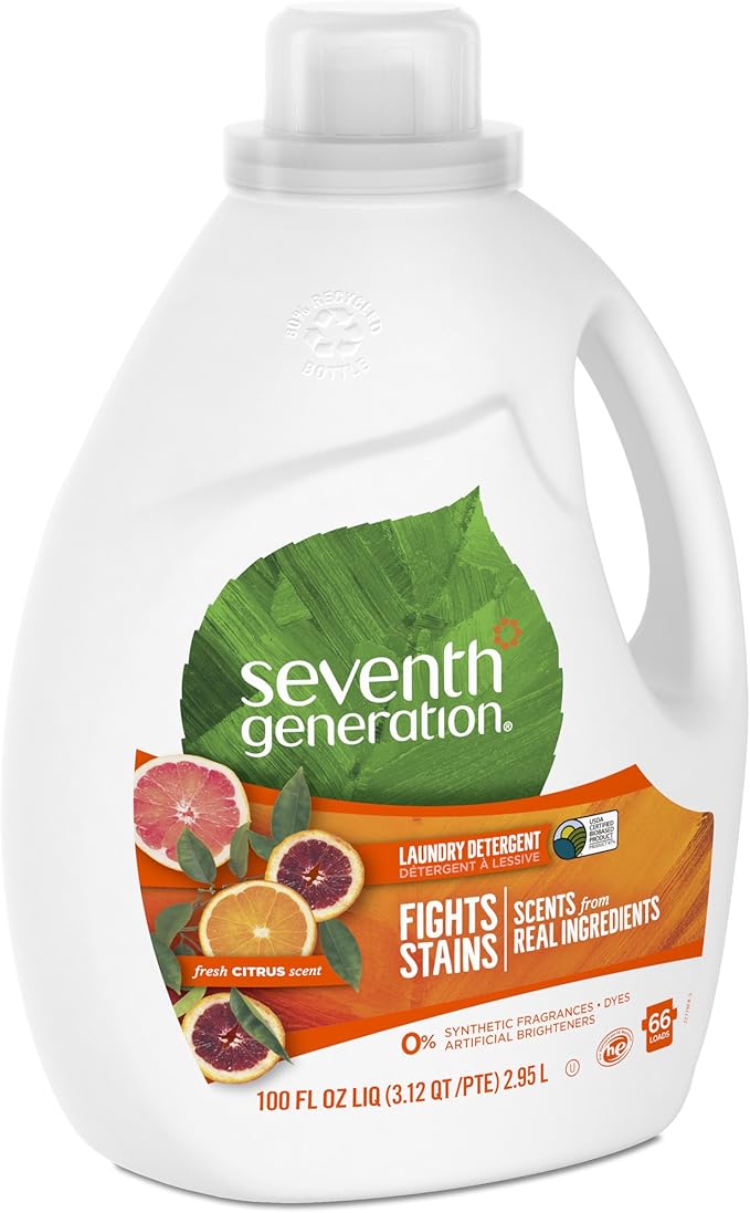 Seventh Generation Liquid Laundry Detergent, Fresh Citrus Scent, 90 oz (60 Loads)