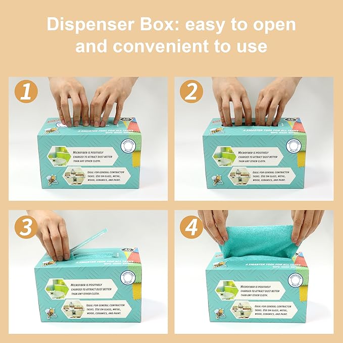 40 Pack Microfiber Cleaning Cloth with Box, Scratch & Streak-Free, Bulk Towels for Home, Reusable Microfiber Towels for Cars, Cleaning Rags, 8 x 8 in, Blue