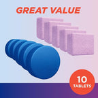 Ty-D-Bol Bleach-Free Toilet Bowl Cleaner Tablets Variety Pack - (10 Pack) 1.4 oz - 5 Lavender and 5 Blue Tablets - Fights Hard Water Stains, Mineral Buildup & Limescale - Bathroom Cleaning Supplies