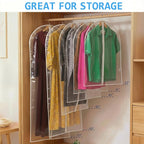 All Clear Garment Bags for Travel - 32” PEVA Waterproof Suit Cover with Zipper for Hanging Clothes, Shirts, Sweaters - Durable Dresser for Closet Storage, Dustproof & Moisture Resistant - 32”/6 Pack